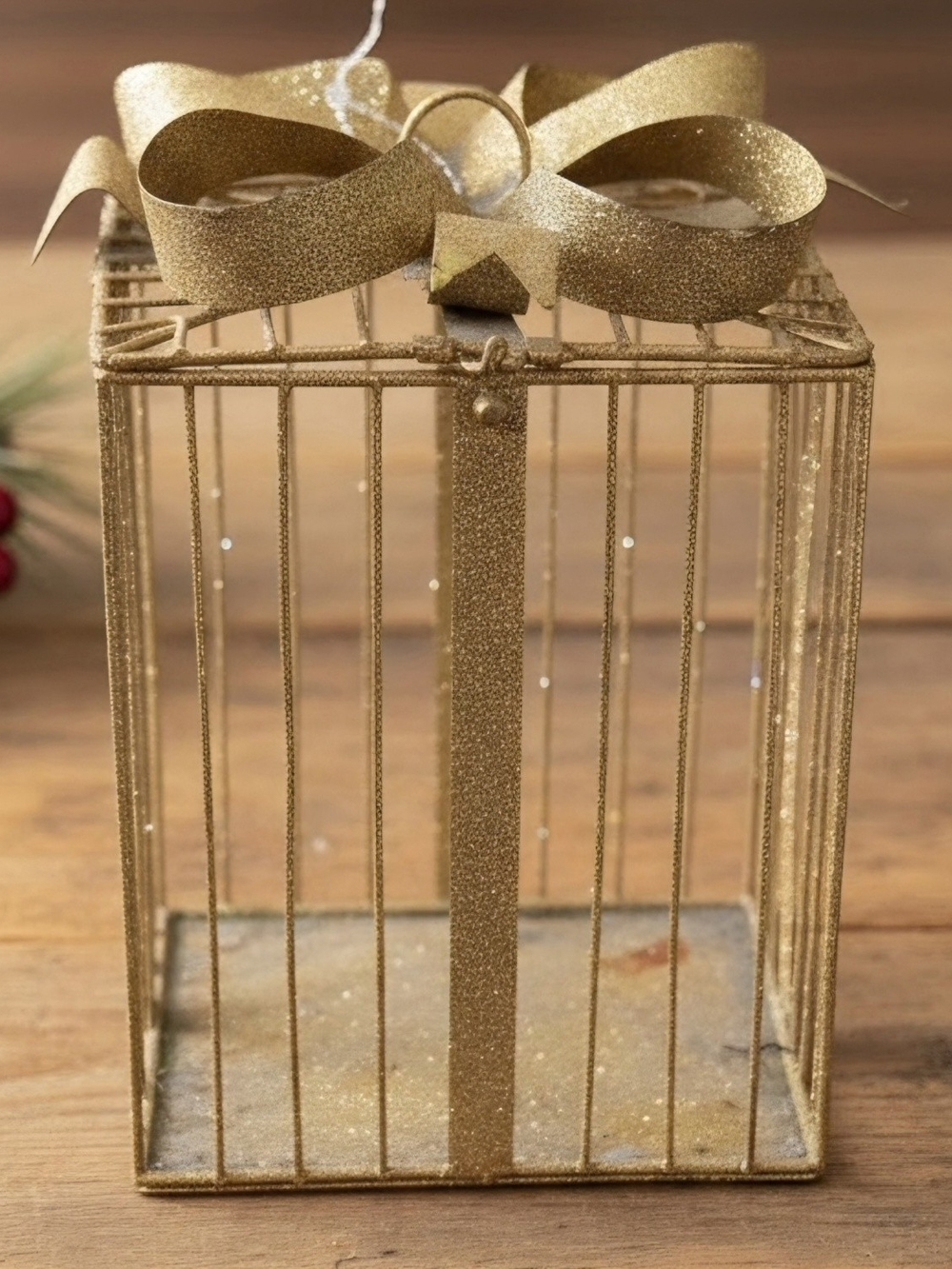 Vintage 9 Inch Gold Gift/ornament Cage
